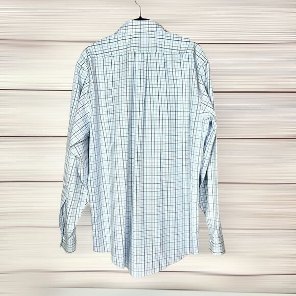 Brooks Brothers Cotton Button Up Shirt Madison Fit White Blue Check Plaid 16-35 - Picture 8 of 9